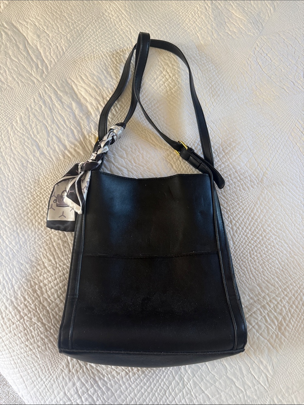 Classic Black Leather Shoulder Bag
